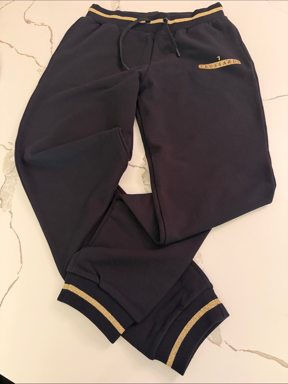 Trussardi Black Track Pants with Gold Trim